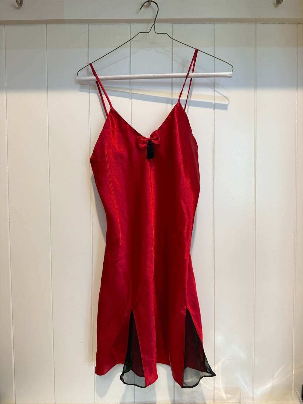 Vintage Victoria's Secret Red Satin Slips Chemise Nightgown S